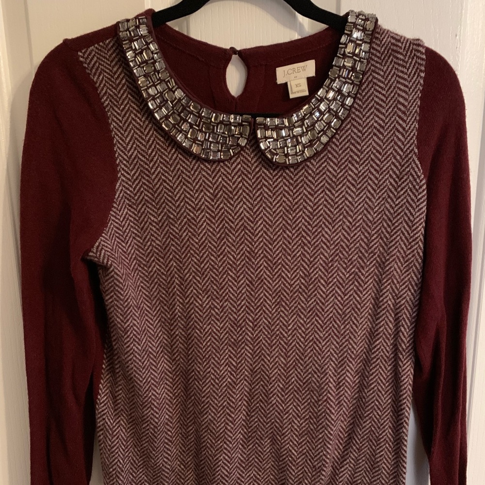 J. Crew Embellished Peter Pan Collar Sweater sz XS